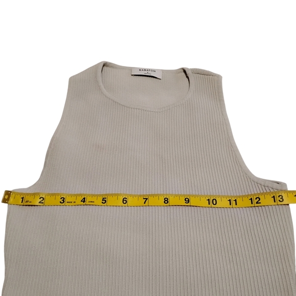 Babaton Aritzia | Beige Sculpt Rib Knit Racer Racerback Mini Dress | NWOT | SM - Picture 5 of 12
